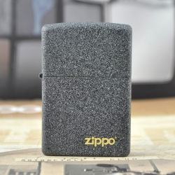 Zippo Chính Hãng Màu Cát Sần Xám khắc logo zippo - Mã SP: ZPC1767