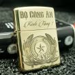zippo đồng nguyên chất khắc sâu bộ công an kính tặng bản mới