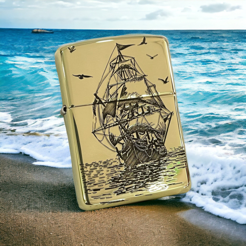 ZIPPO THUYỀN BUÔM MẶT TRƯỚC MẶT SAU HÌNH MỎ NEO BẢN AMOR